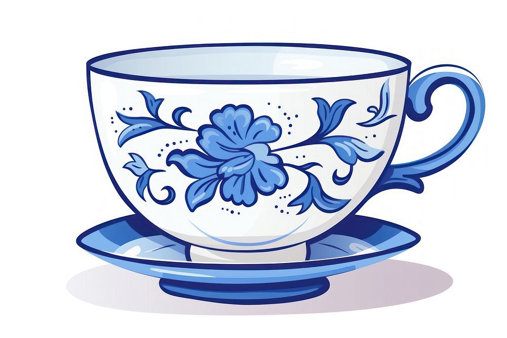 Delftware cup porcelain cartoon saucer.