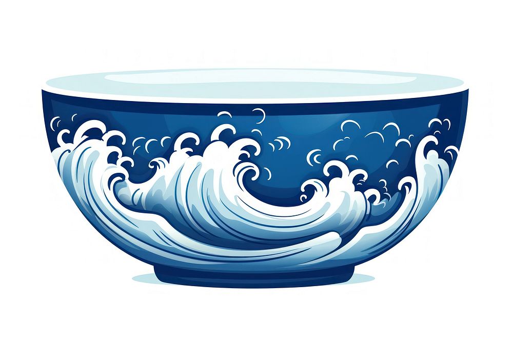 Delftware bowl art splashing porcelain.