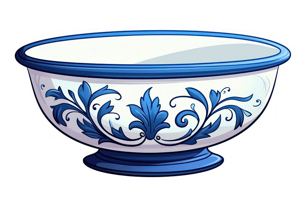 Delftware bowl porcelain cartoon white background.