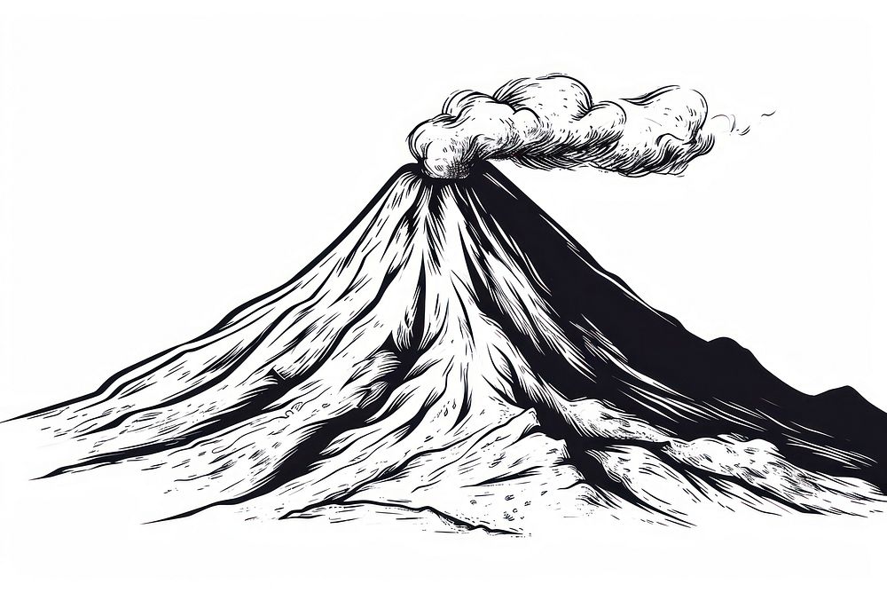 Dormant volcano drawing mountain outdoors.