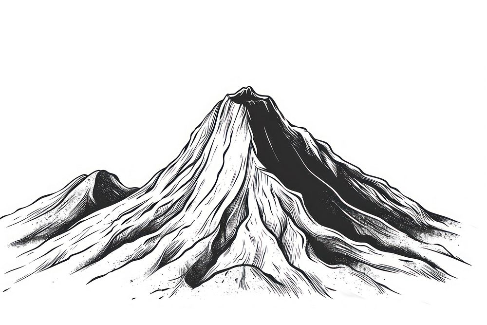 Dormant volcano drawing nature sketch.
