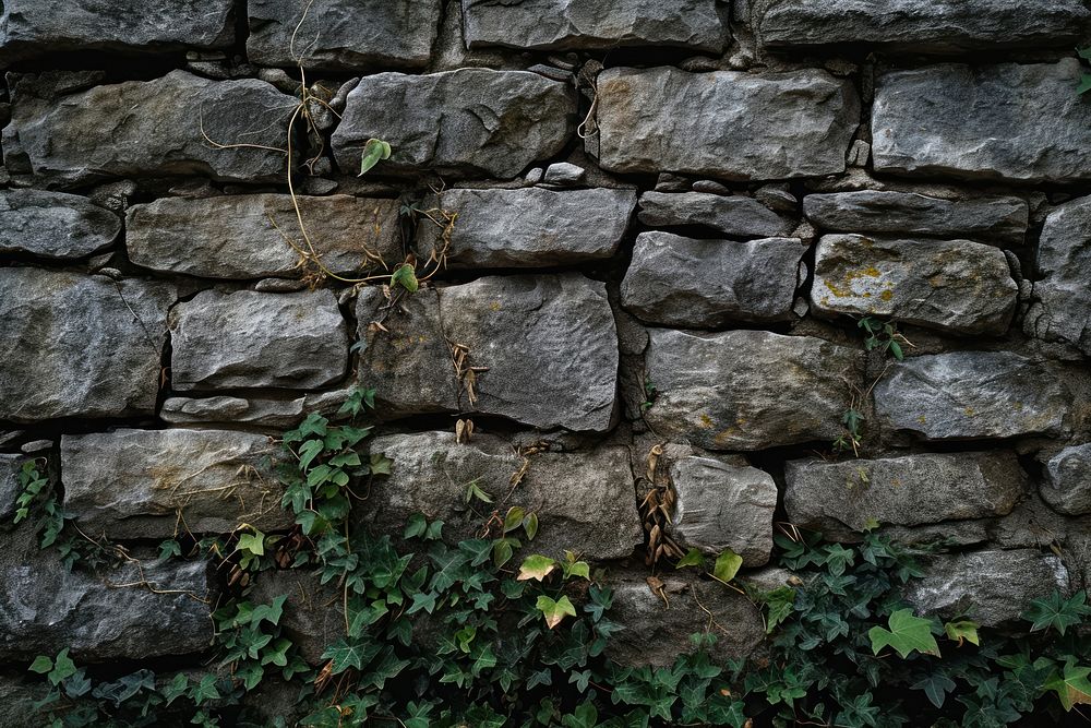 Stone wall architecture plant rock.