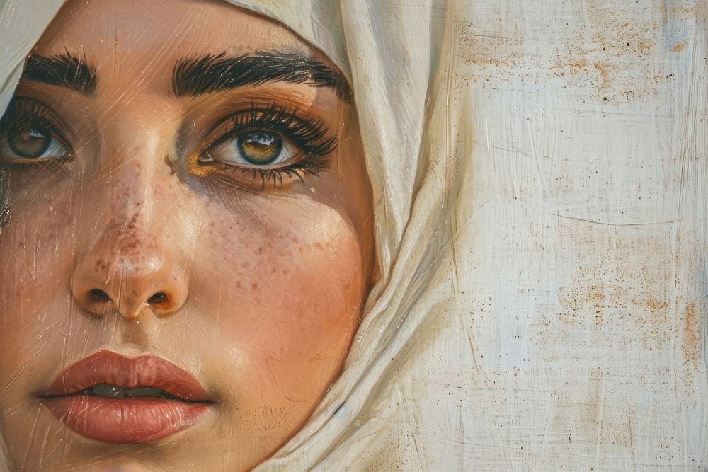 Brave Muslim woman painting portrait photography.