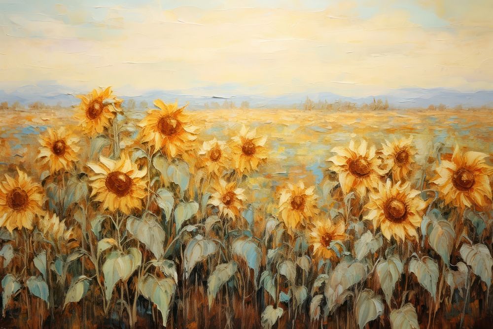Sunflower field landscapes painting backgrounds outdoors.