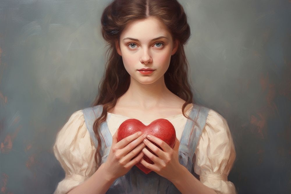 Woman holding heart painting portrait adult.