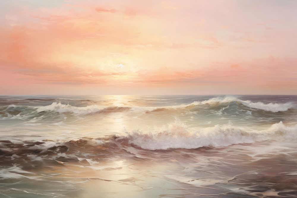 Sea with sunrise landscapes outdoors painting horizon.