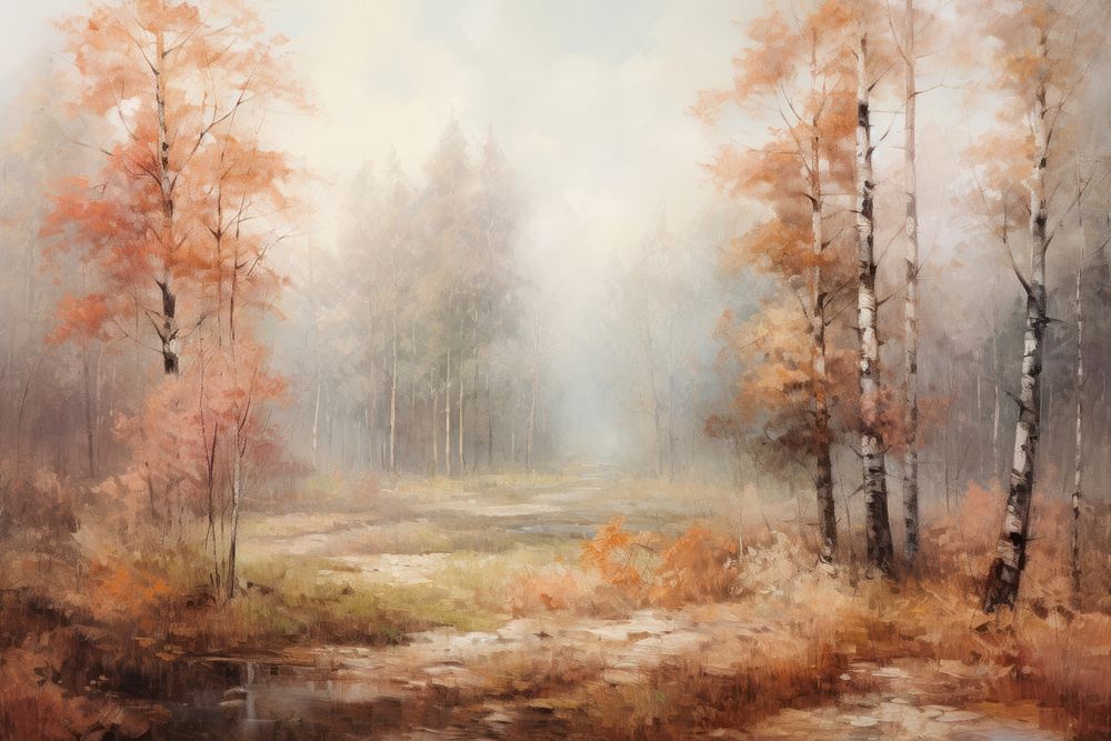 Autumn forest landscape painting backgrounds.