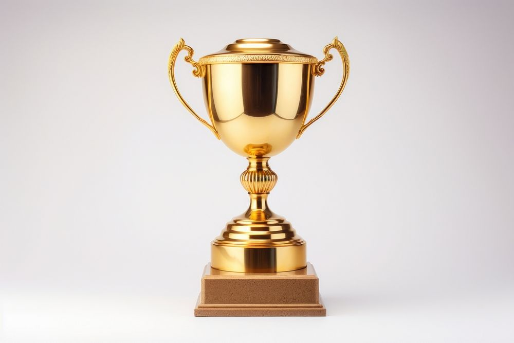Golden trophy achievement investment drinkware.