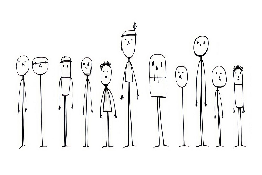 Group of stickman drawing sketch doodle.