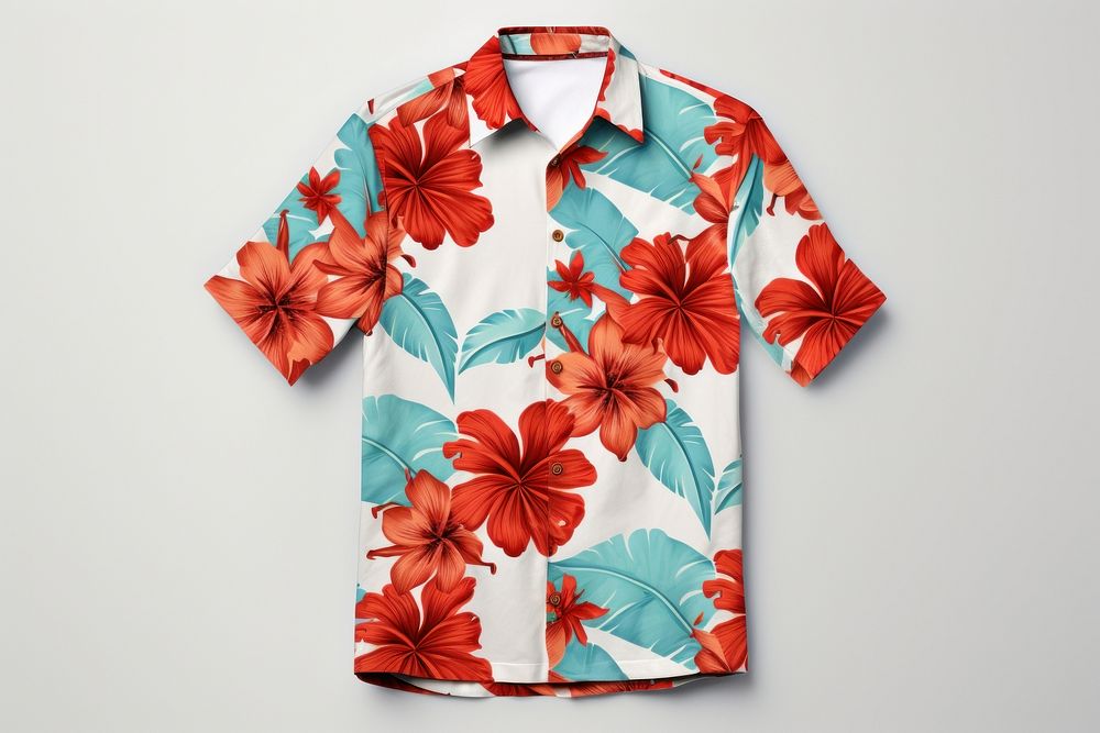 Hawaiian shirt hibiscus pattern sleeve. AI generated Image by rawpixel.