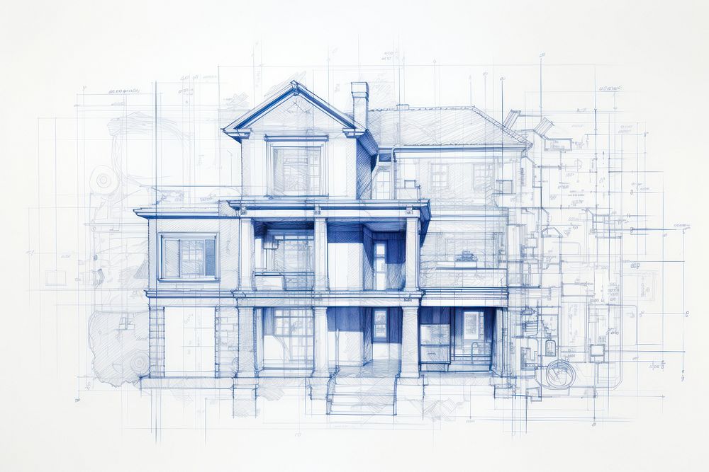 Home blueprint sketch drawing diagram line.