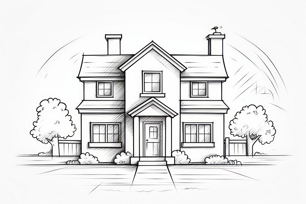 Home blueprint sketch drawing line art.