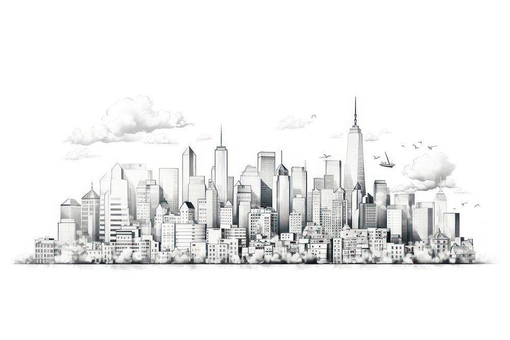 Lively building skyline drawing architecture metropolis.