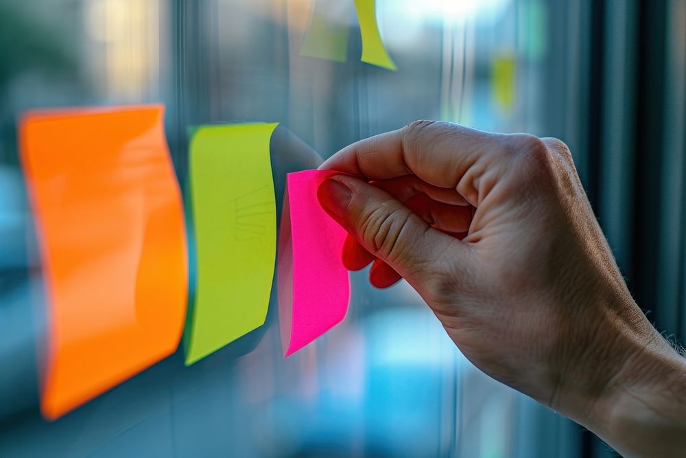 Sticky notes hand creativity holding.