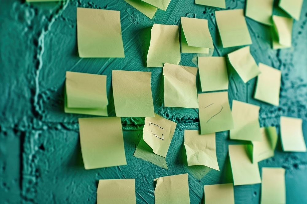 Sticky notes paper wall art.