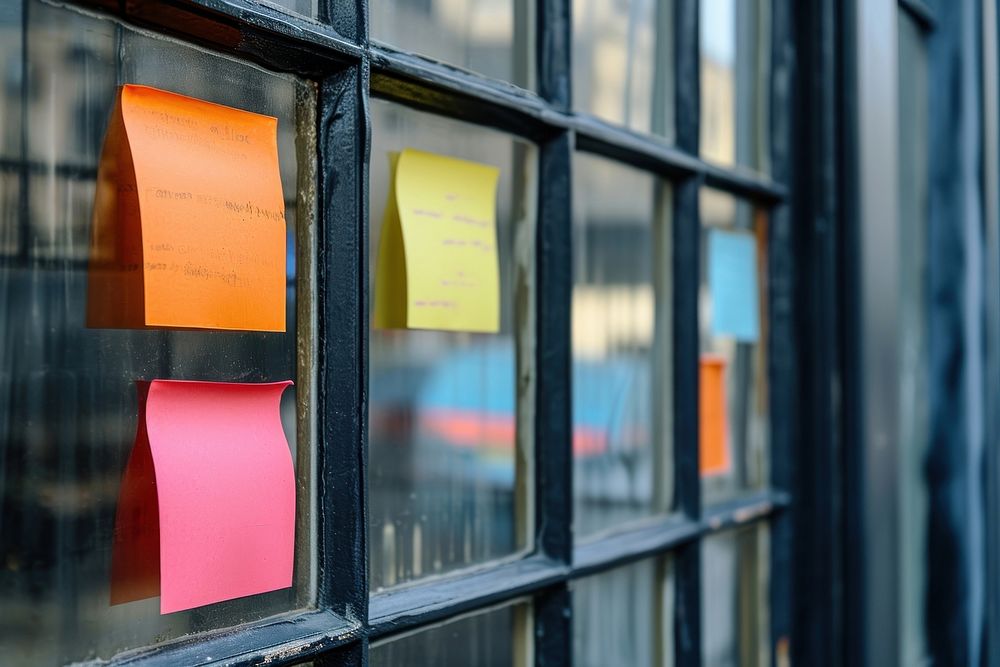 Sticky notes architecture letterbox hanging.