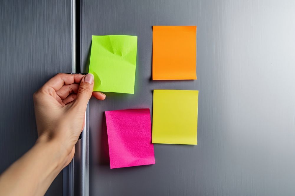 Sticky notes paper hand protection.