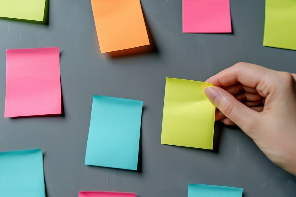 Sticky notes paper hand creativity.