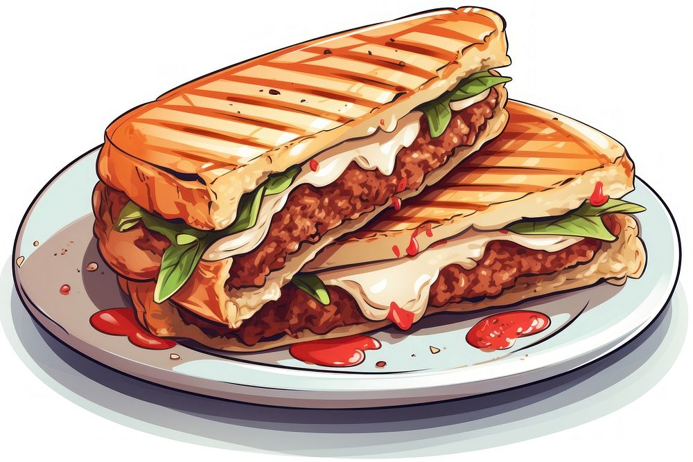 Meatball panini sandwich lunch food.