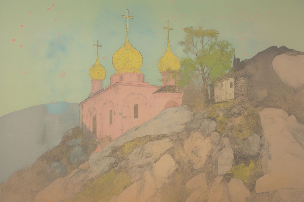 Church in russia background architecture building painting.