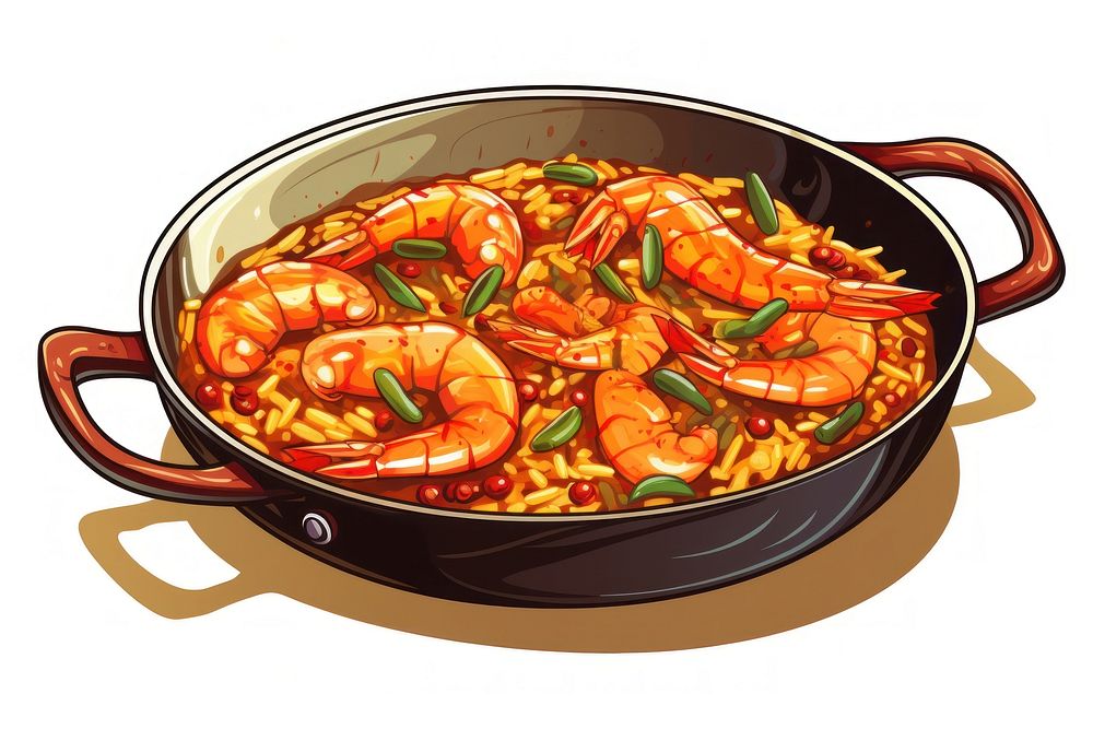 Paella cartoon food meal. | Free Photo Illustration - rawpixel