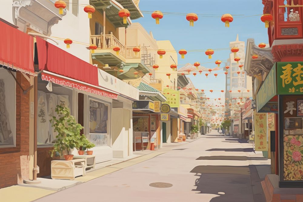 China town architecture building street. AI generated Image by rawpixel.