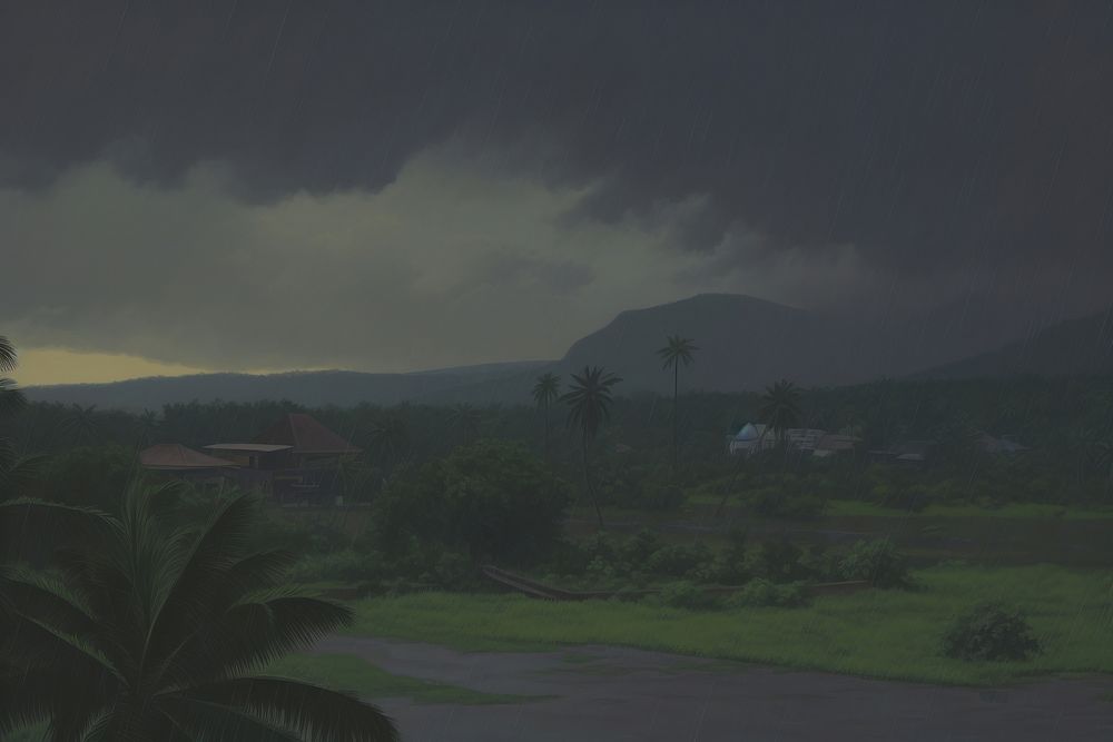 Heavy rain storm landscape outdoors nature. AI generated Image by rawpixel.