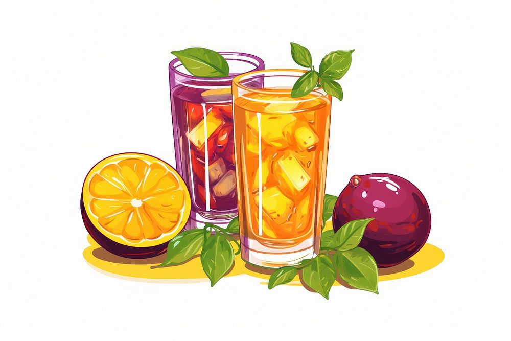 Passionfruit drink juice lemon glass.