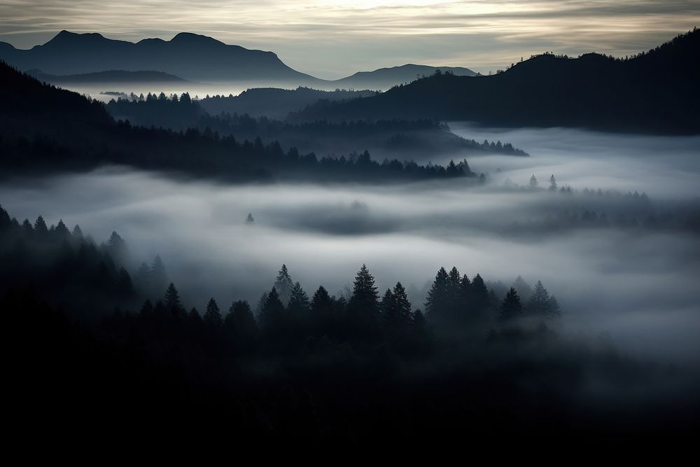 Sea of mist nature landscape outdoors. AI generated Image by rawpixel.