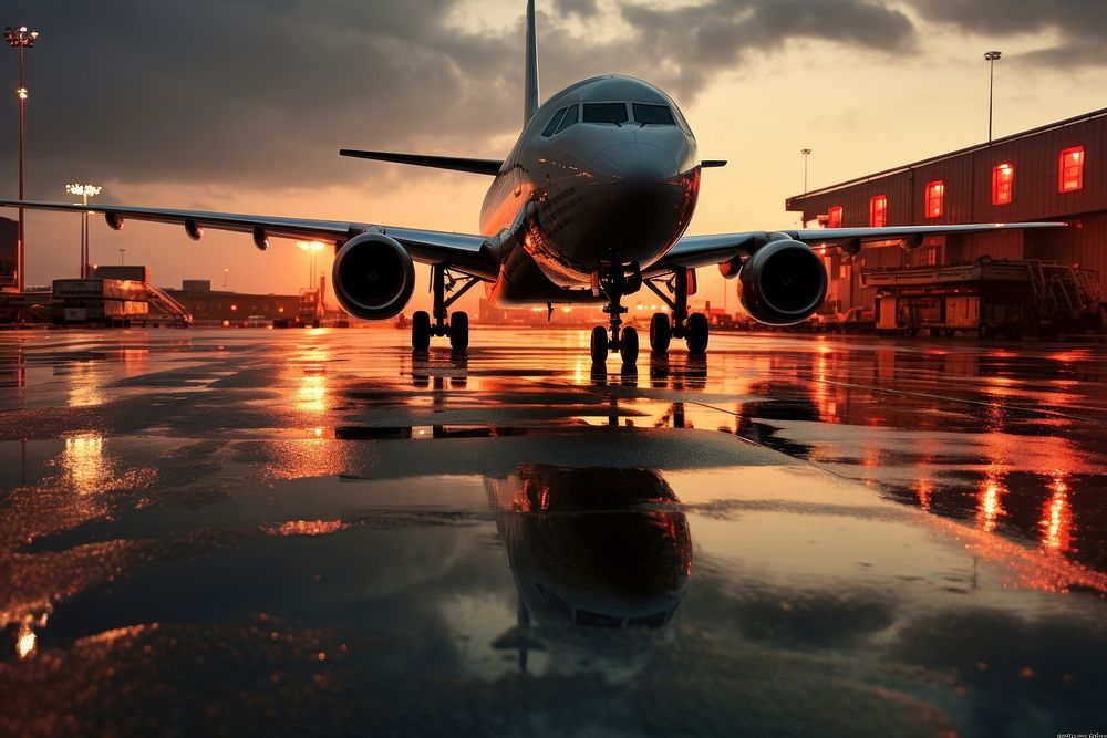 Airplane on the tarmac airplane aircraft airliner. AI generated Image by rawpixel.