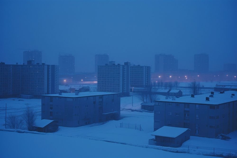 Cityscape snow architecture building. AI generated Image by rawpixel.