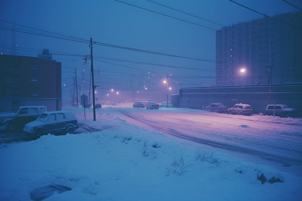 Cityscape snow blizzard outdoors. AI generated Image by rawpixel.