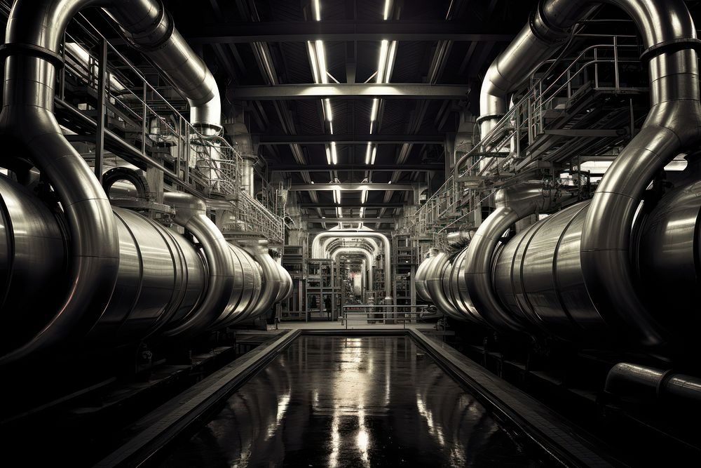 Hydrogen power plant architecture factory infrastructure. AI generated Image by rawpixel.