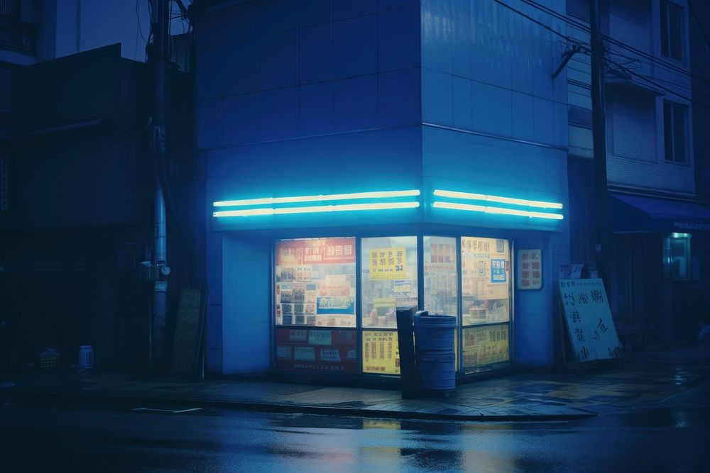 Outside minimart outdoors lighting street. AI generated Image by rawpixel.