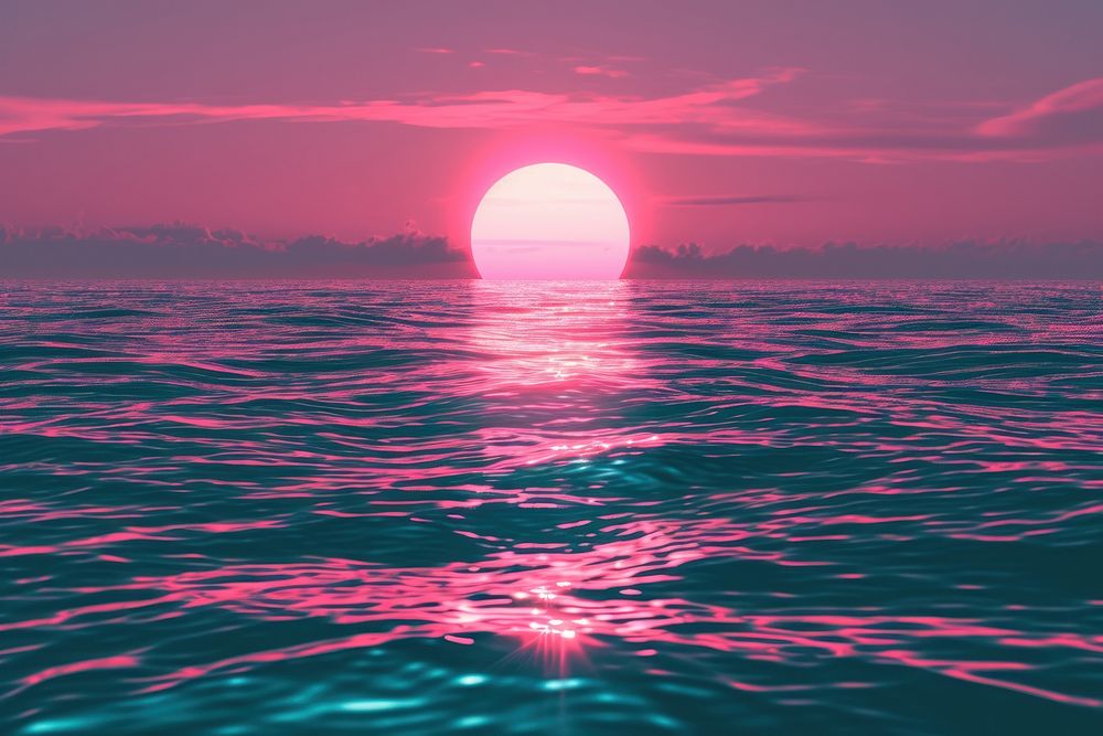 Sea surface sunset outdoors horizon.