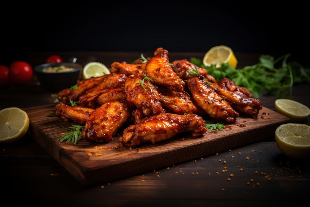 Spicy fire Chicken Wings table meat food. AI generated Image by rawpixel.