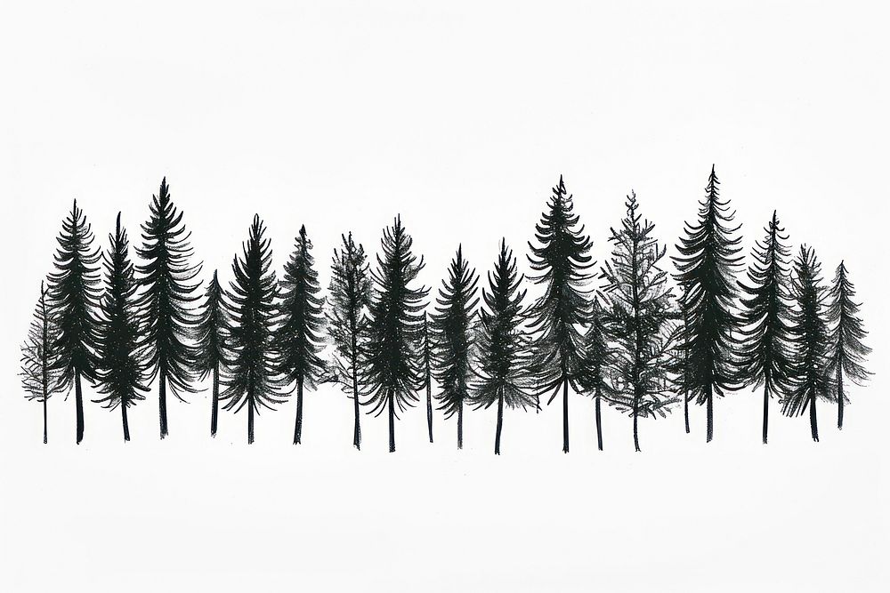 Pine tree forest drawing plant fir.