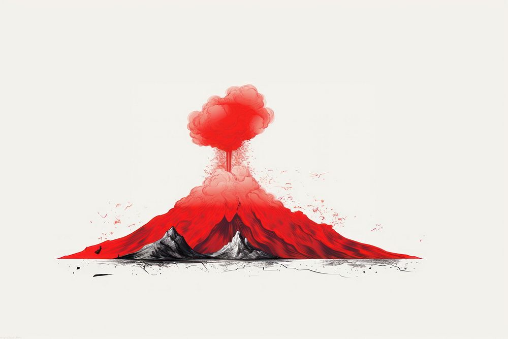 School project volcano drawing splattered creativity.