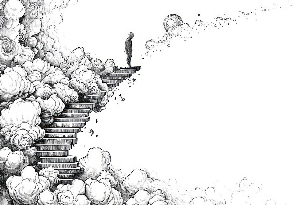 Stairway to heaven drawing staircase sketch.