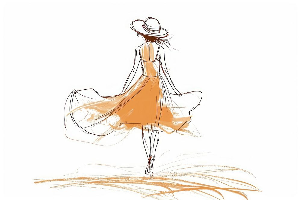 Sun dress drawing dancing sketch.