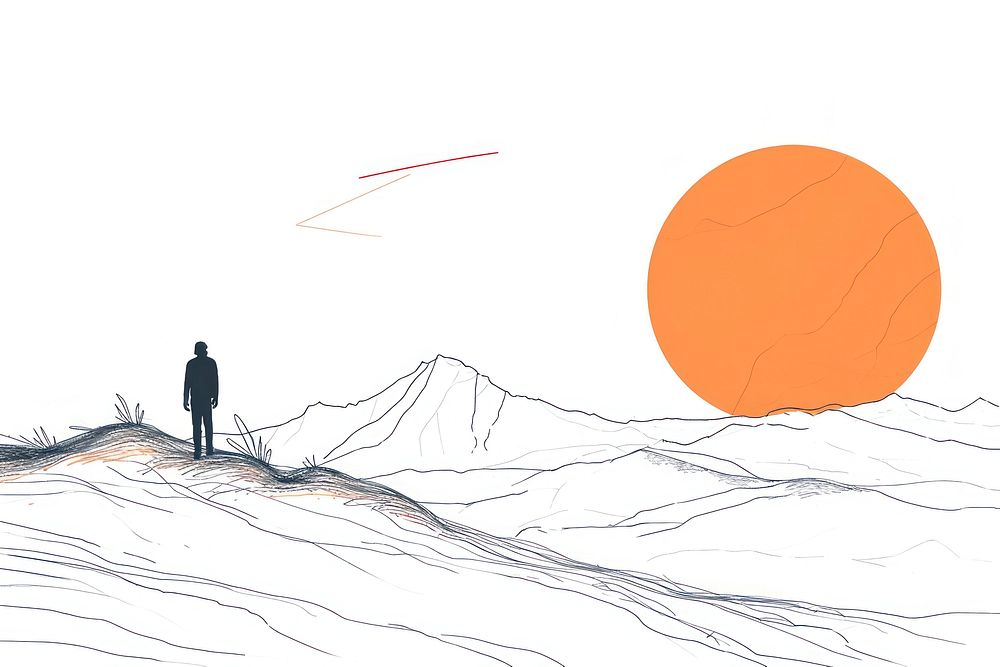 Sunset over a mountain drawing outdoors nature.