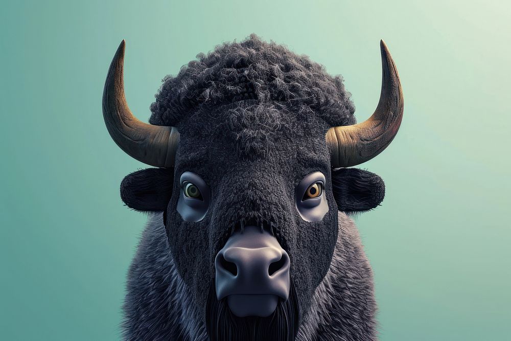 Character of an American Bison wildlife buffalo animal.