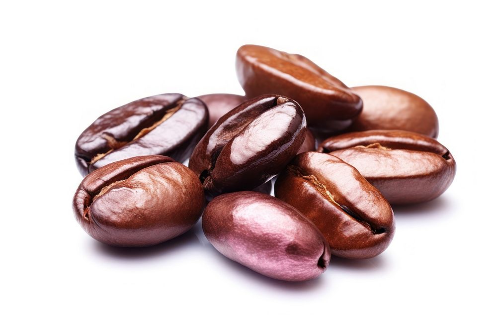 Coffee beans iridescent food white background chocolate.