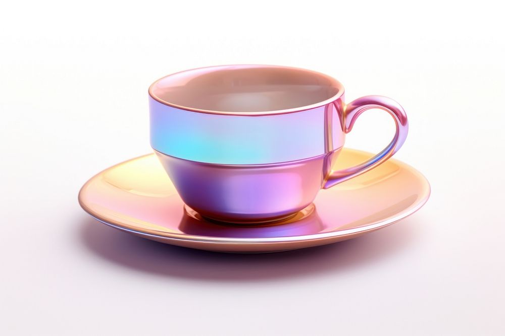 Coffee cup iridescent saucer drink mug.