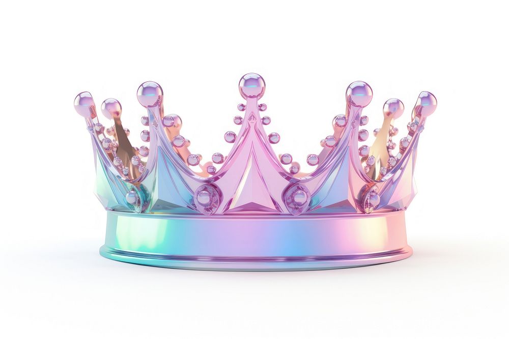 Crown iridescent crown jewelry white background.