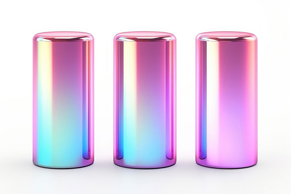 Cylinder iridescent cylinder white background biochemistry.