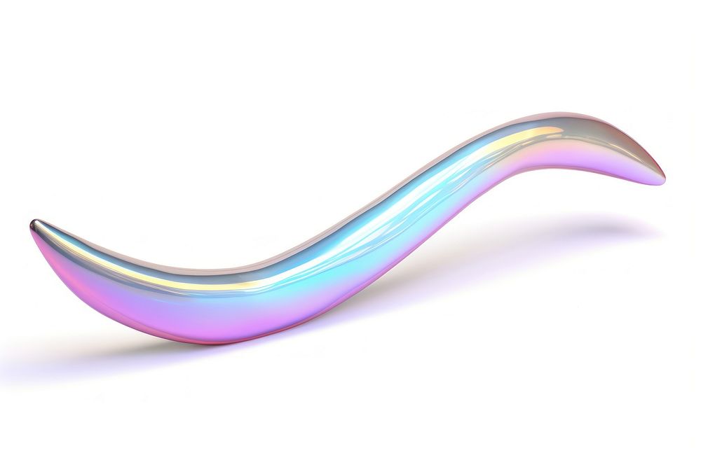 Boomerang iridescent white background abstract graphics.