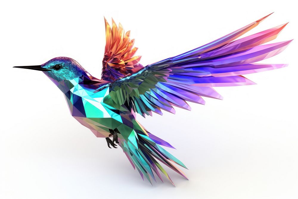 Bird iridescent hummingbird animal flying.