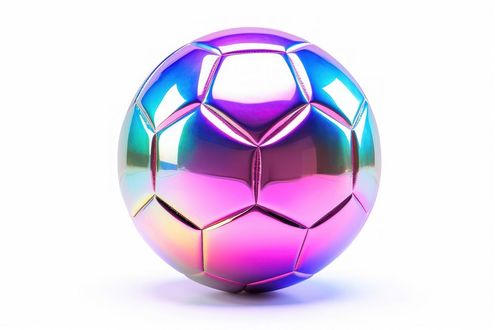 Football iridescent sphere sports white background.