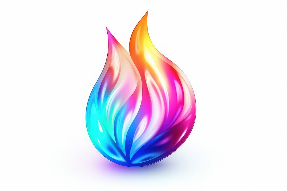 Fire icon iridescent pattern white background illuminated.